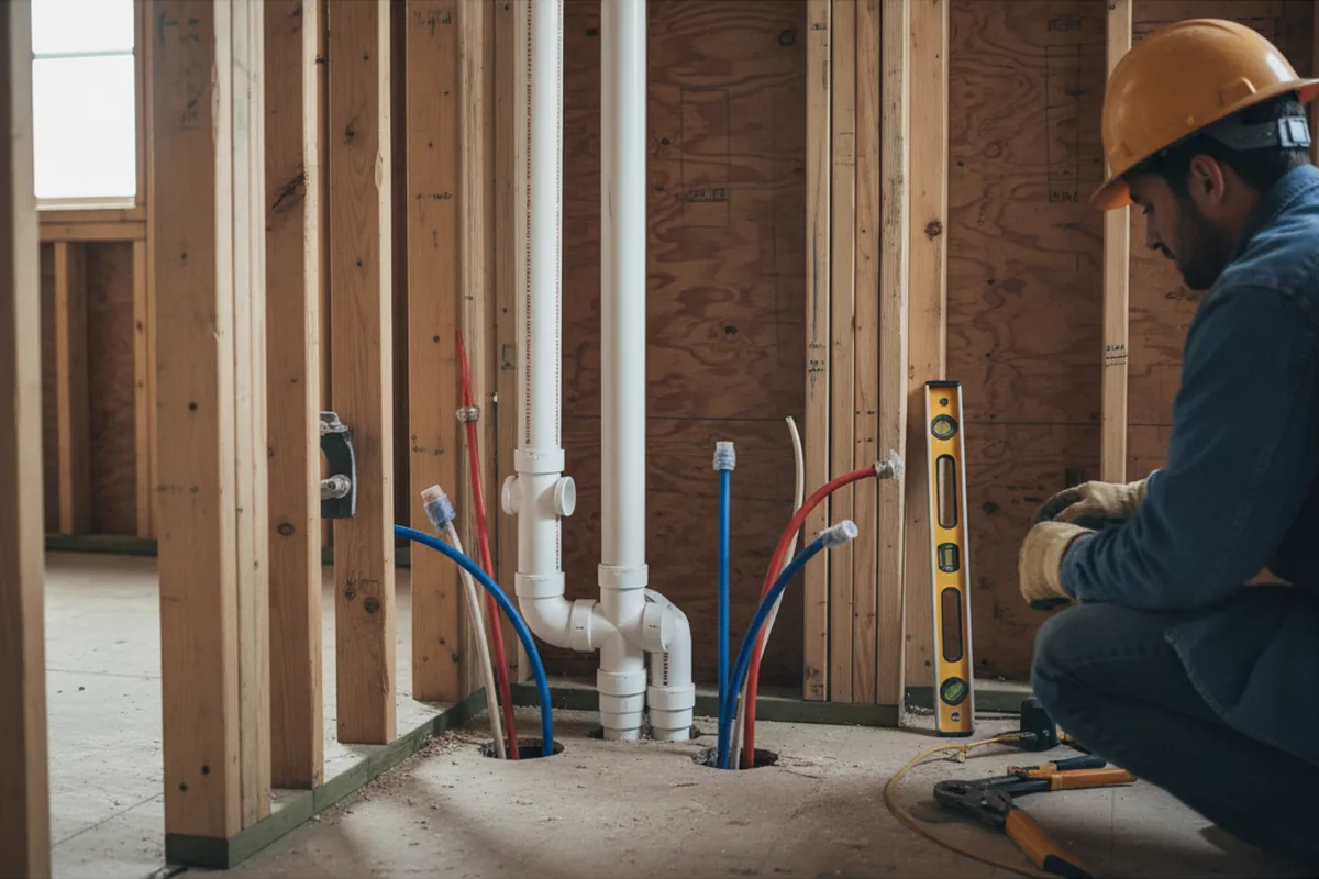 Drain and supply rough-in during Leak Detection in Rocky Top